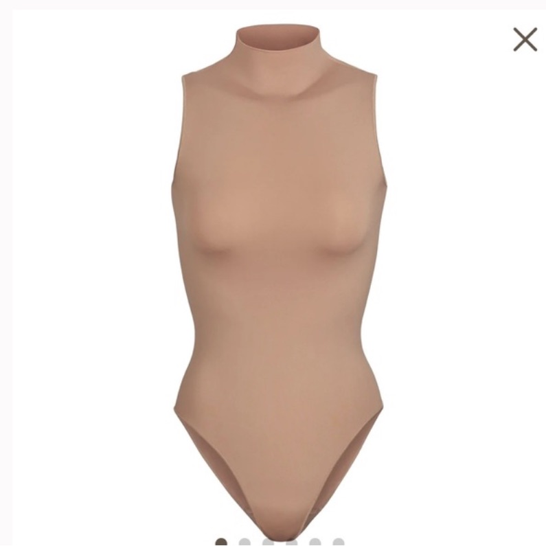 New Skims Essential Mock Neck Sleeveless Bodysuit, Size S/M, Nude Tigers Eye